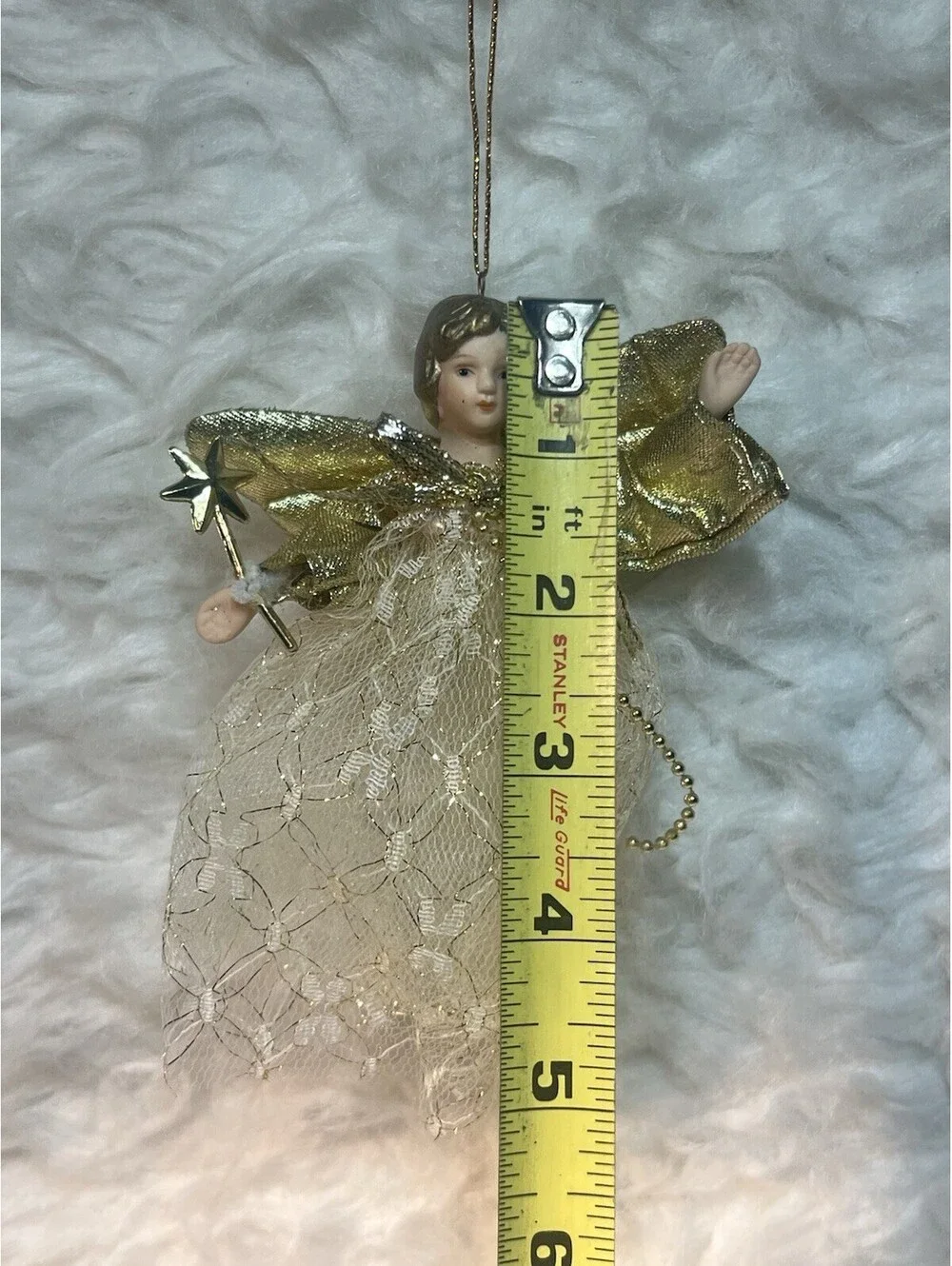 vintage gold and ivory lace angel Christmas tree ornament